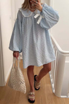 Casual Plaid Patchwork Contrast Peter Pan Collar A Line Dresses