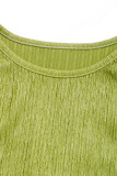 Sexy Solid Color Draw String Slit Texture O Neck Sleeveless Two Pieces
