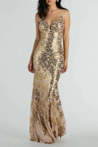 Sexy Prom Flowers Sequins V Neck Evening Dresses