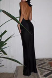 Sexy Solid Color Lace Up Backless Halter Long Dresses