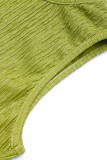 Sexy Solid Color Draw String Slit Texture O Neck Sleeveless Two Pieces