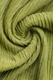 Sexy Solid Color Draw String Slit Texture O Neck Sleeveless Two Pieces