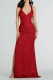 Sexy Solid Color Lace Up Backless Slit Sequined V Neck Evening Dresses