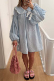 Casual Plaid Patchwork Contrast Peter Pan Collar A Line Dresses