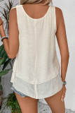 Daily Solid Color Stringy Selvedge O Neck Tops