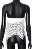 Sexy Solid Color Lace Irregular Strapless Tops