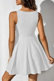 Casual Solid Color Patchwork V Neck Sleeveless Dresses