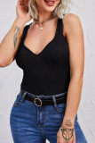 Sexy Solid Color Patchwork V Neck Tops