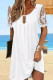 Casual Solid Color Lace Ruched O Neck A Line Short Sleeve Dress