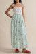 Elegant Floral Print Pocket Lace Up Strap Design Square Neck Sling Dresses