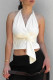 Sexy Solid Color Backless Ruched Halter Tops