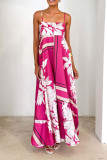 Sexy Floral Print Patchwork Contrast Square Neck Printed Dresses