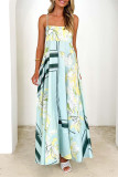 Sexy Floral Print Patchwork Contrast Square Neck Printed Dresses