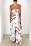 Sexy Floral Print Patchwork Contrast Square Neck Printed Dresses