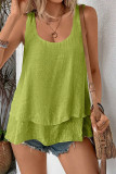 Daily Solid Color Stringy Selvedge O Neck Tops
