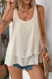 Daily Solid Color Stringy Selvedge O Neck Tops