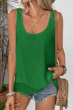 Daily Solid Color Stringy Selvedge O Neck Tops