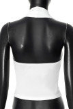 Sexy Solid Color Backless Ruched Halter Tops