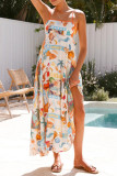 Vacation Landscape printing Contrast Square Neck Printed Dresses