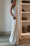 Elegant Flowers Patchwork Ruched V Neck Long Dresses