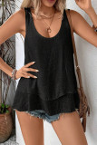 Daily Solid Color Stringy Selvedge O Neck Tops