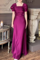 Prom Solid Color Ruched Square Neck Evening Dresses