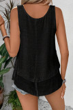 Daily Solid Color Stringy Selvedge O Neck Tops