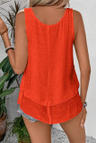 Daily Solid Color Stringy Selvedge O Neck Tops