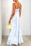 Sexy Floral Print Patchwork Contrast Square Neck Printed Dresses