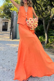 Casual Solid Color Buttons V Neck Sleeveless Two Pieces