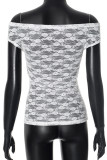 Sexy Solid Color Lace See-Through Off Shoulder T-Shirts