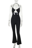 Sexy Solid Color Backless Adjustable Halter Skinny Jumpsuits