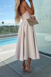 Elegant Solid Color Patchwork Strapless Evening Dresses