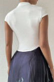 Casual Solid Color Buttons Mandarin Collar Tops