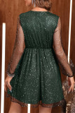 Sexy Solid Color Mesh V Neck A Line Dresses