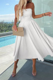 Elegant Solid Color Patchwork Strapless Evening Dresses