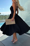 Elegant Solid Color Patchwork Strapless Evening Dresses