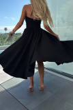 Elegant Solid Color Patchwork Strapless Evening Dresses