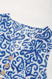 Casual Geometric Print Buttons V Neck Sleeveless Dresses