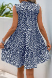 Casual Geometric Print Stringy Selvedge Contrast Stringy Selvedge Collar Sleeveless Dresses