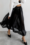 Sexy Solid Color Mesh Loose High Waist Type A Solid Color Bottoms