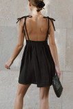 Sexy Solid Color Lace Up Backless V Neck Sling Dresses