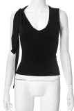 Sexy Solid Color Patchwork V Neck Tops