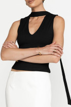 Sexy Solid Color Patchwork V Neck Tops