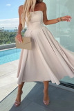 Elegant Solid Color Patchwork Strapless Evening Dresses