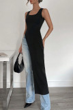 Casual Solid Color Irregular U Neck Tops