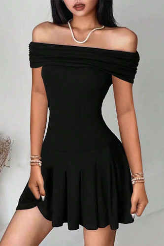 Sexy Solid Color Off Shoulder A Line Dresses