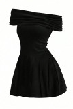 Sexy Solid Color Off Shoulder A Line Dresses