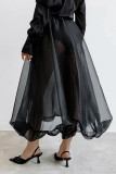 Sexy Solid Color Mesh Loose High Waist Type A Solid Color Bottoms