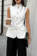 Elegant Solid Color Buttons Mandarin Collar Tops